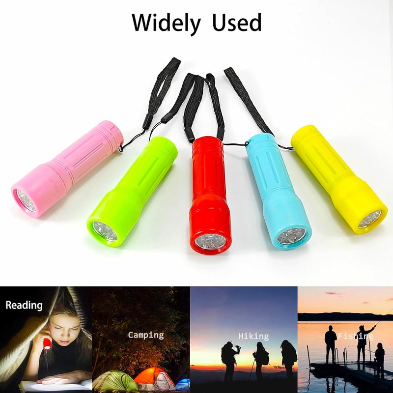Hilngav 50 Pack 9-LED Mini Flashlight Bulk, Small Multicolor Flashlights with Lanyard, Batteries Included, for Hurricane Supplies, Christmas Gifts Stocking Stuffer - Image 4